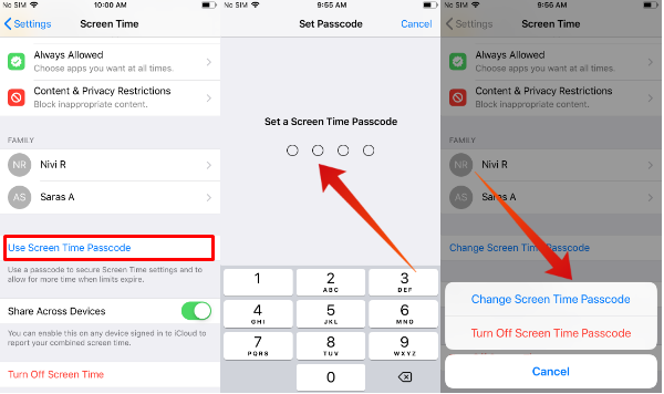 iPhone screentime passcode