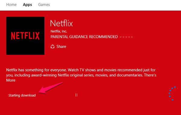 windows 10 store netflix