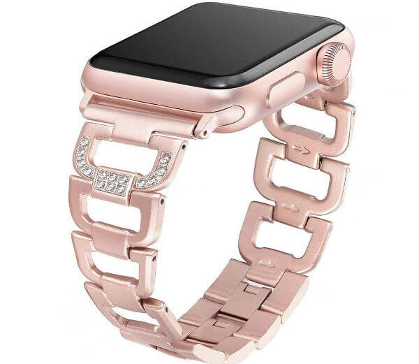 Apple Diamond Rhinestone Stainless Steel Band