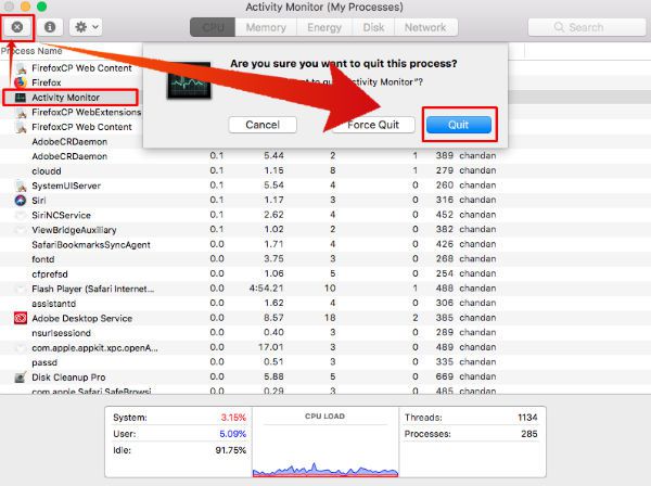 how to delete force close on mac