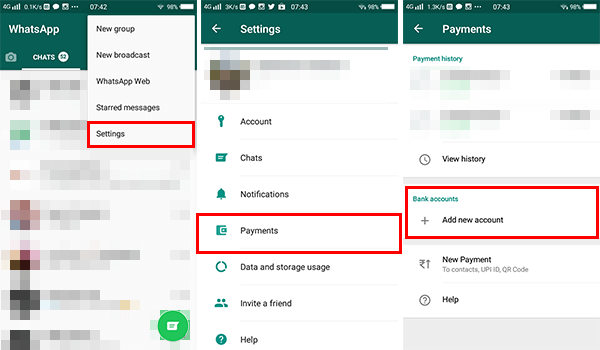 Set up whatsapp payment on Android