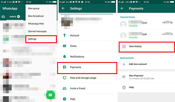 View transaction history in WhatsApp payments