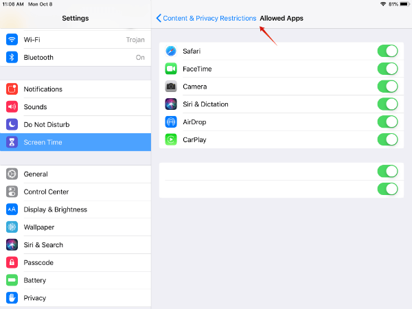 iPad hide apps