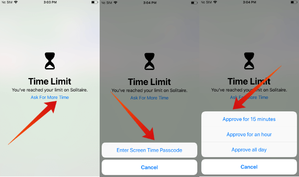 iPhone additonal time limit kids