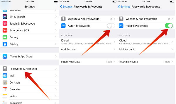 iPhone enable autofill password