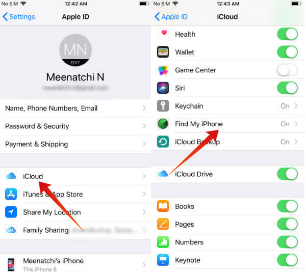 enable find my iphone icloud