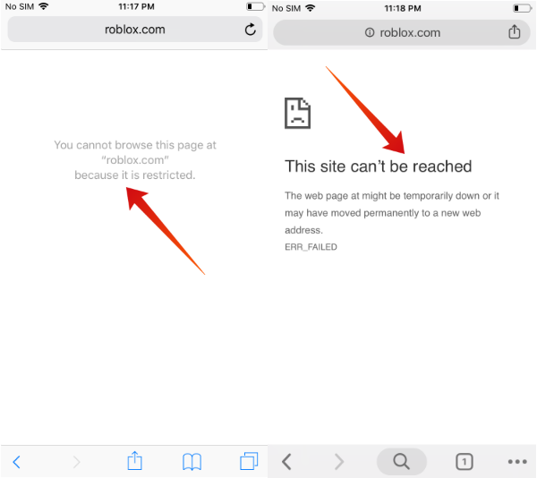 iPhone restrict websites on browsers