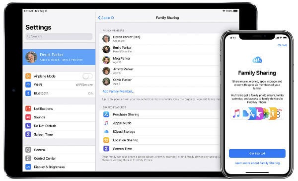 set up family sharing on ipad or iphone