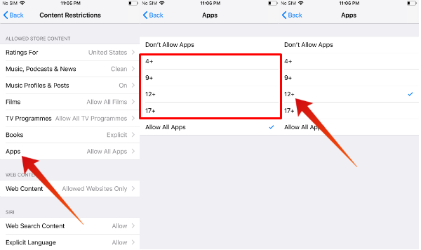 iphone restrict app age