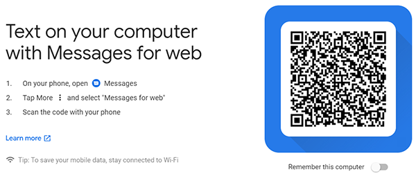 Android Messages Web QR Code