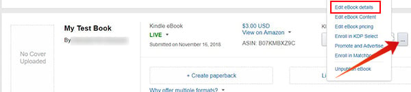 Edit eBook Details on Amazon Kindle Direct Publishing