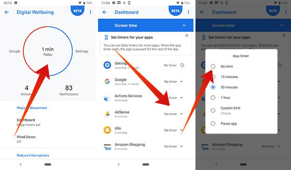 How to disable or reset app timer in Digital Wellbeing