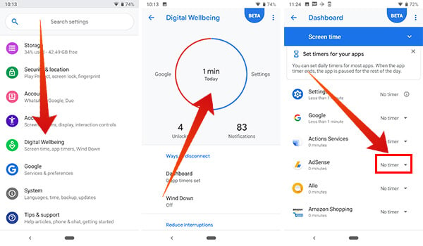 How to set app timer in Digital Wellbeing