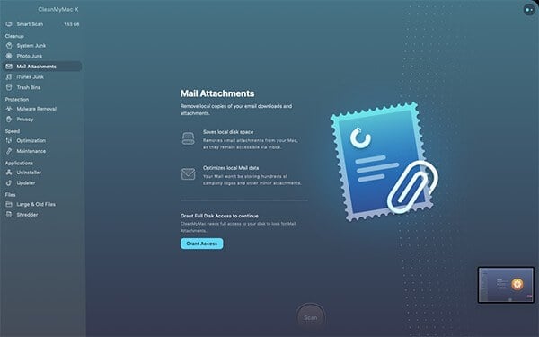 Mail Attachment Junk cleaner in CleanMyMac X
