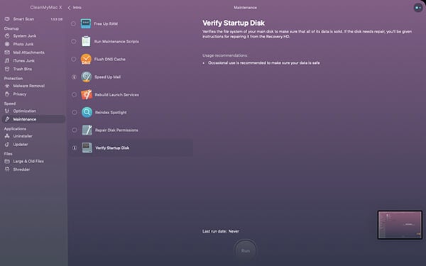 Maintenance feature in CleanMyMac X