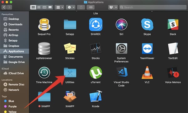 Open Applications and Utilities on Mac