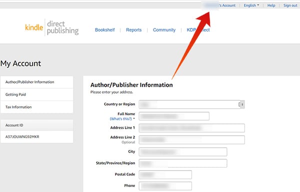 Provide Author information in Amazon KDP