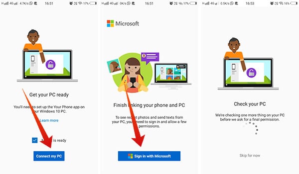 your phone companion app stuck on check your pc