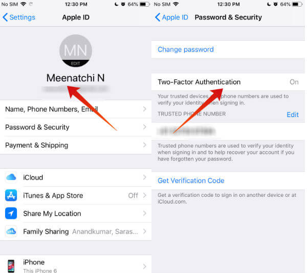 iphone set two factor authentication