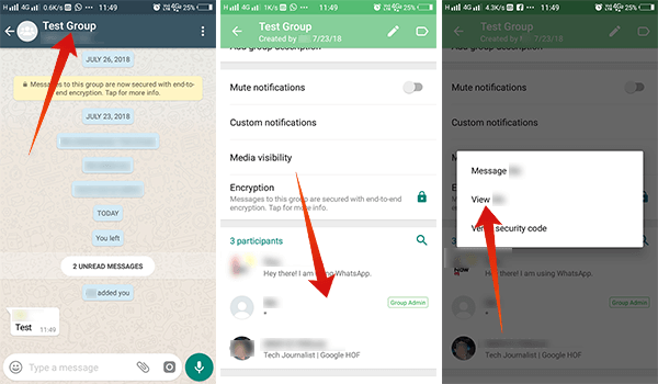 Steps to Block a WhatsApp Group Admin in Android View Contact