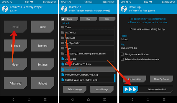 Flash Magisk Manager using TWRP on Android to Install Google Camera with Night Sight Mode