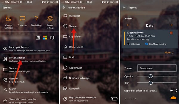 Images to customize theme in Microsoft Launcher on Android