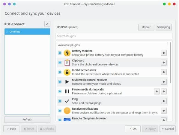 KDE Connect System Settings Module