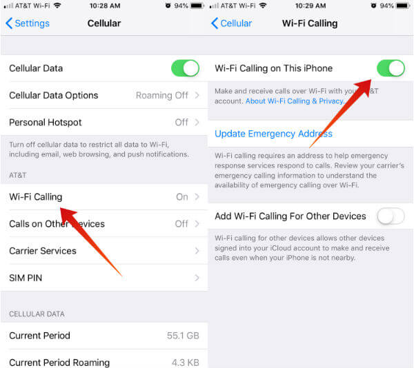 iPhone Enable Wi-Fi calling