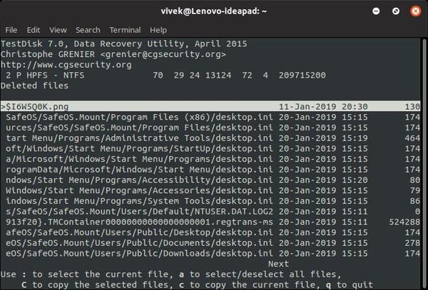 linux testdisk recover files