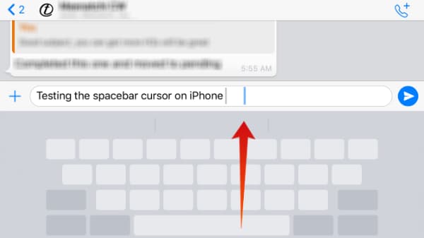 iOS Keyboard Space Cursor