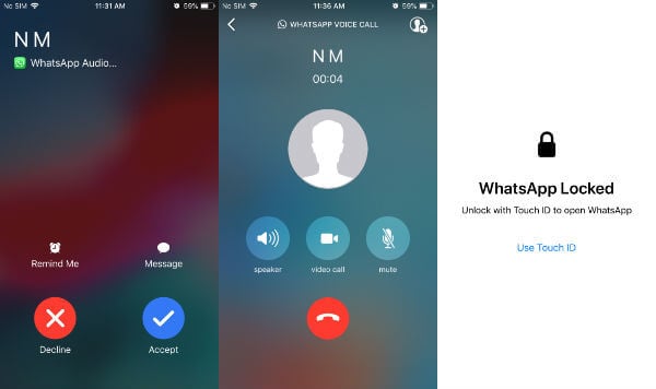 iPhone answer whatsapp calls when locked