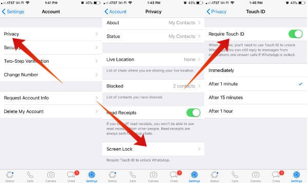iPhone lock whatsapp with touch id