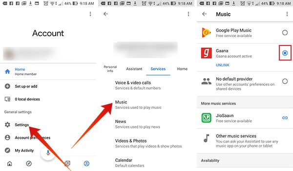 Choose default music provider on Google Home