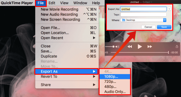 QuickTime Player Export Trimmed Video