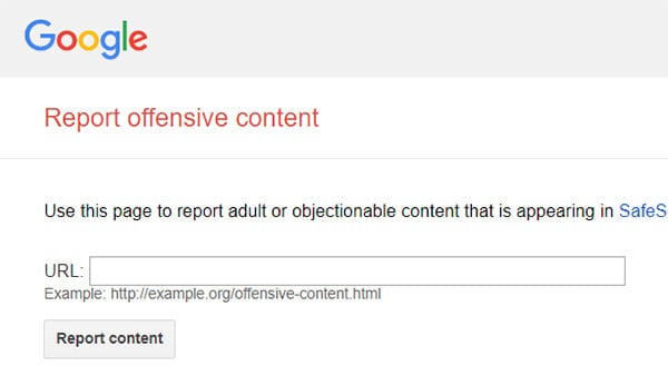 Report Offensive Contents from SafeSearch