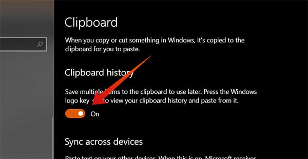 Tutorial to turn on Clipboard History on Windows 10 October Update