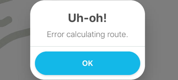 Waze Error Calculating Route Error