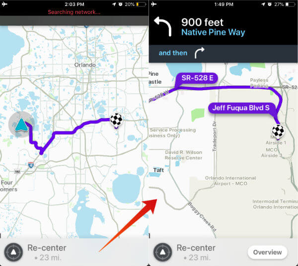 Waze Offline Map Route iPhone