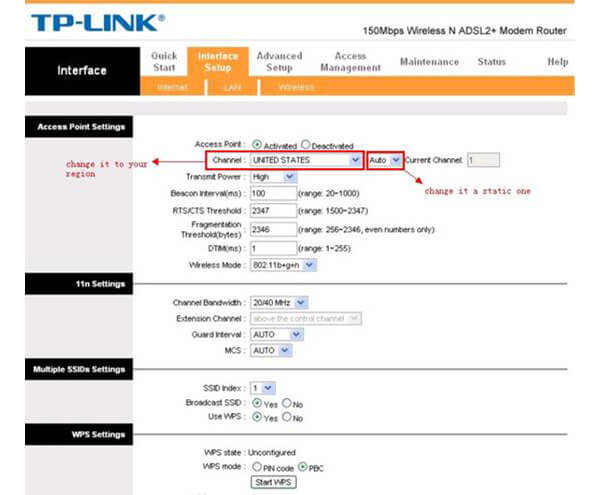 Change WiFi channel on TP-LINK routers