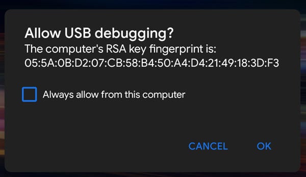 allow USB debugging permission
