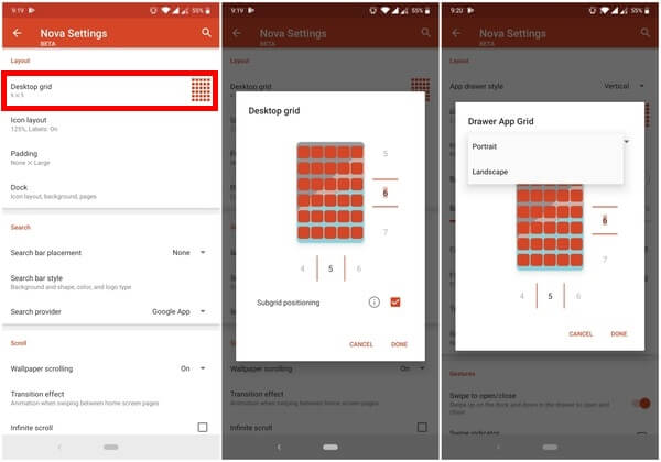 change grid size on nova launcher