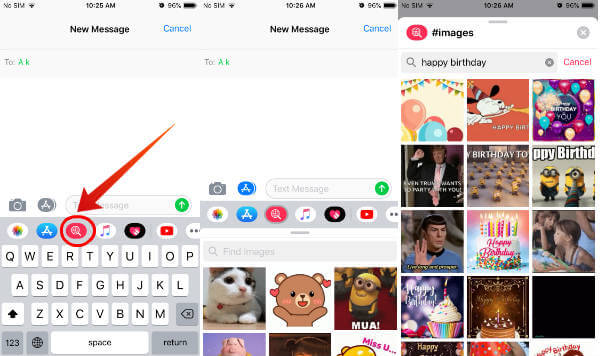 iPhone send GIF in iMessage iOS KB