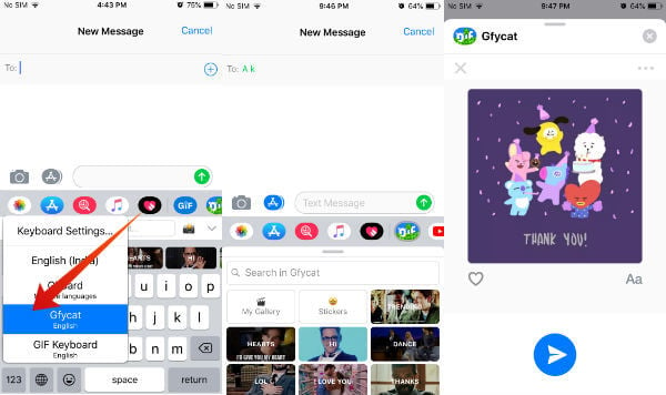 iPhone send GIF third party keyboard