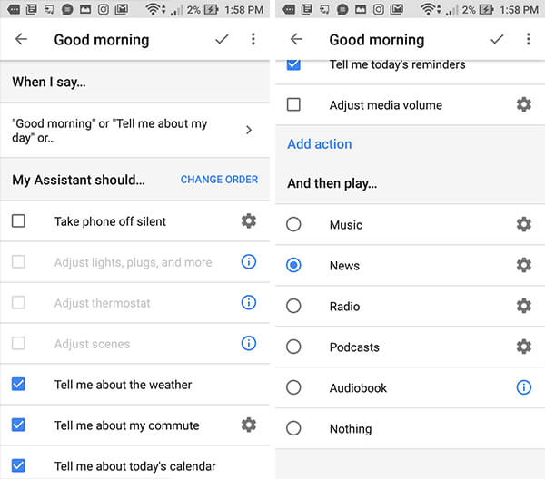 ready-made routines on Google Home
