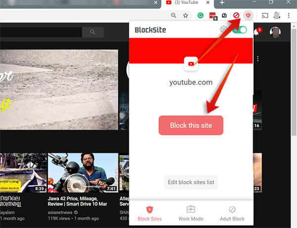 Block Youtube on Google Chrome using BlockSite