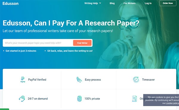 Edusson Research Paper Writing Service Homepage Interface