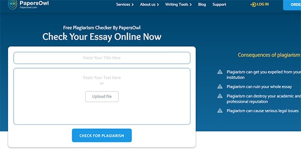 Enter Title and Body Content on PapersOwl Free Plagiarism Checker for Students