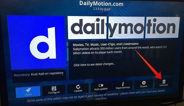 Firestick delete kodi addon