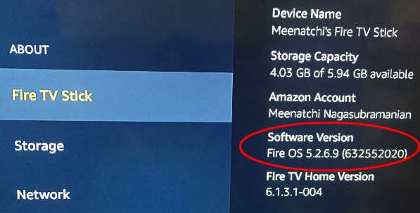 Firestick software version