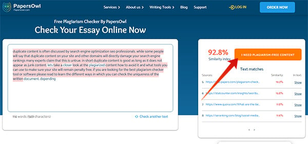 Similarity Index for Plagiarised Text and Correct the Copied Content from PapersOwl